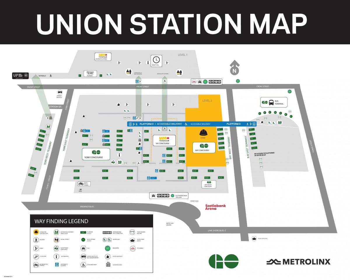 union station v Toronto mapě
