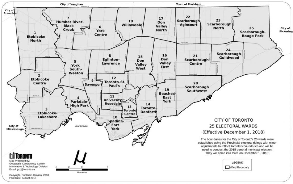 Toronto oddělení mapě