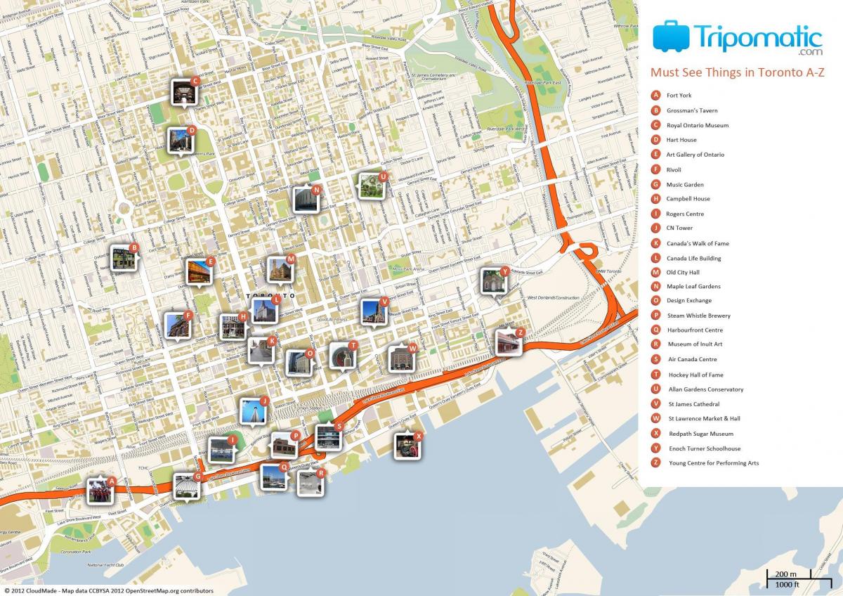 mapa Toronto atrakcí