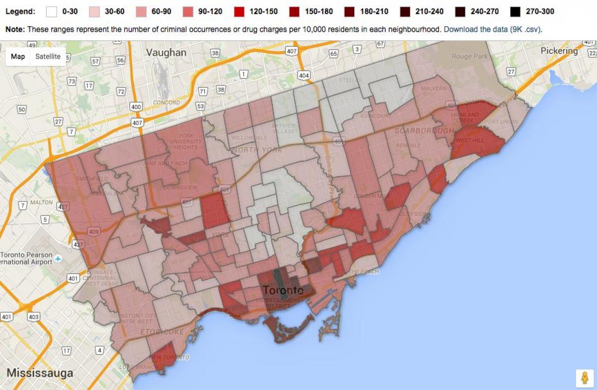zločin mapy Toronto