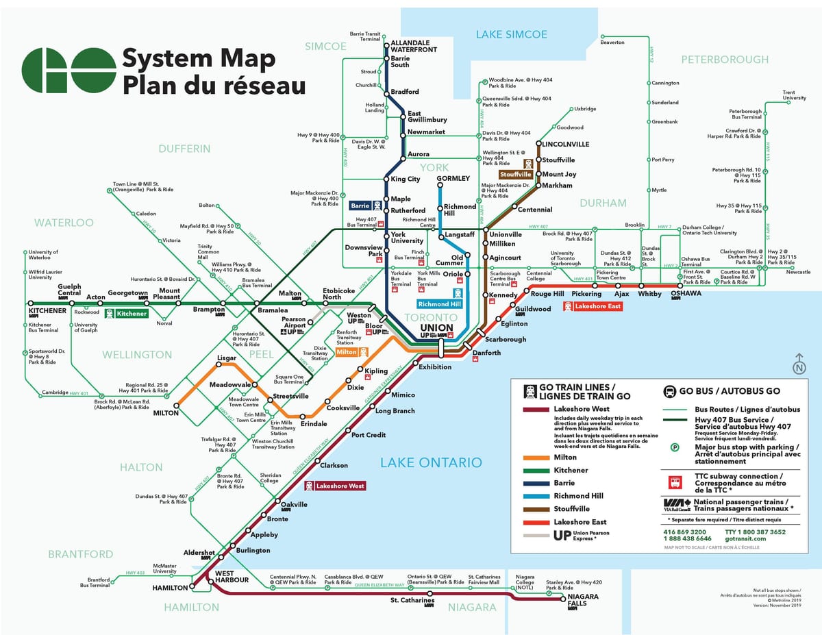 Toronto public transit mapě