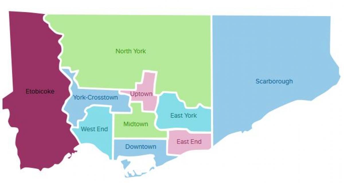 mapa Toronto čtvrtí