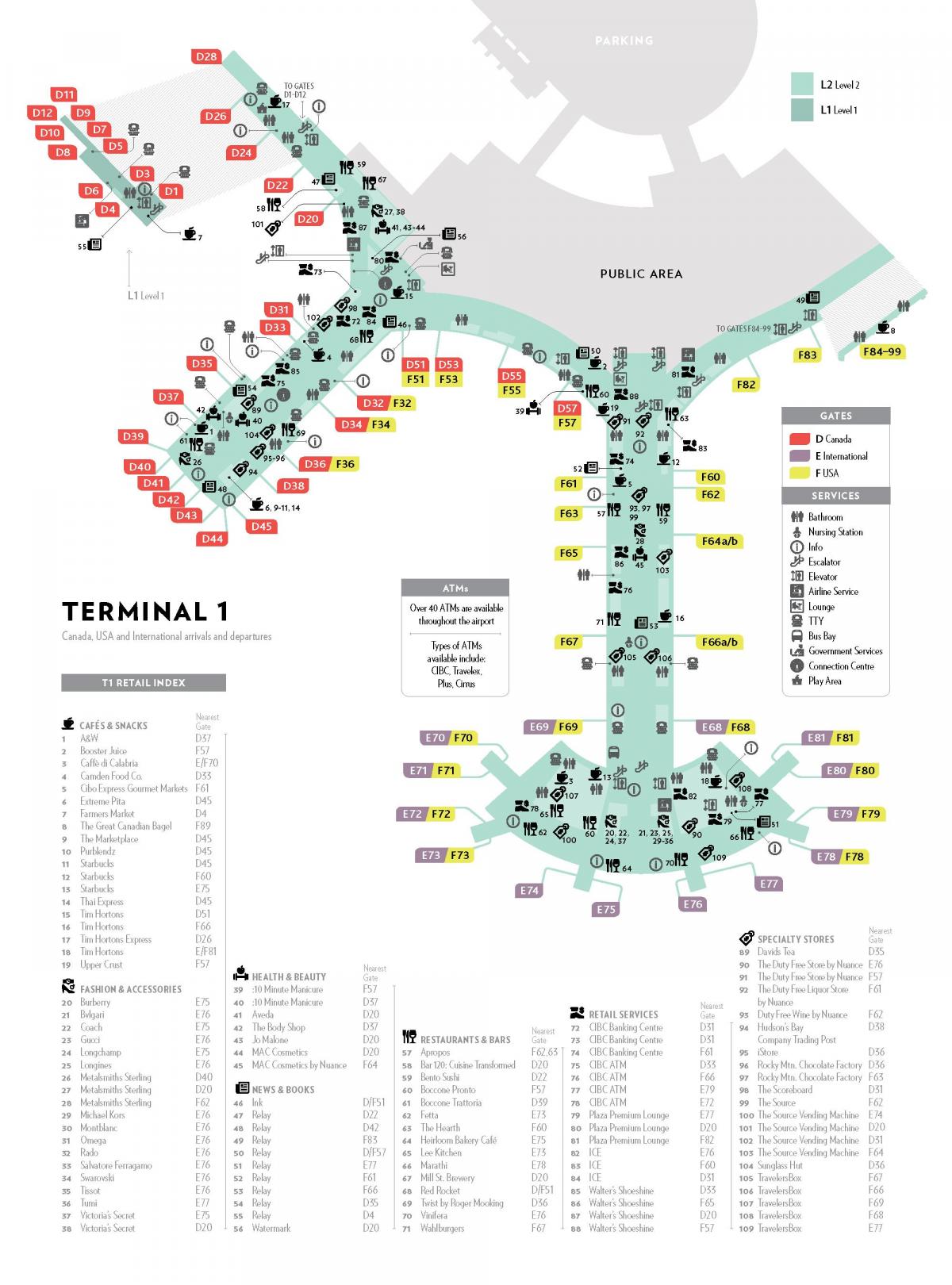 mapa yyz terminálu 1 mapa