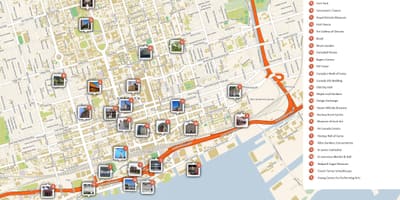 Mapa Toronto atrakcí