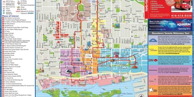 Mapa Toronto hop on hop off bus tour