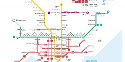 Toronto tramvaj mapě