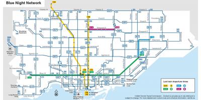 Mapa noční autobus Toronto